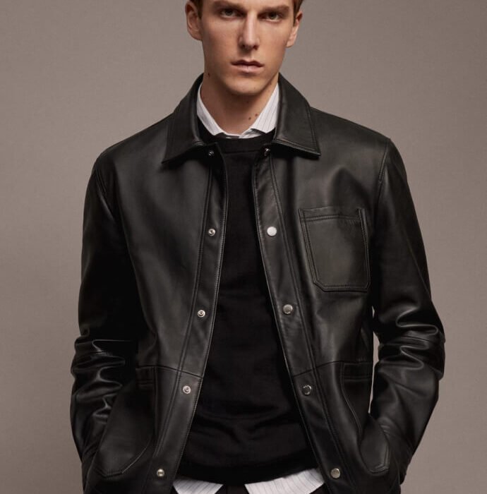 Jaqueta de couro masculina
